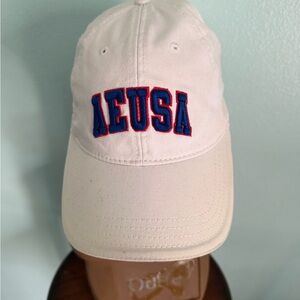 American Eagle White Cap with Red and Blue Embroidery